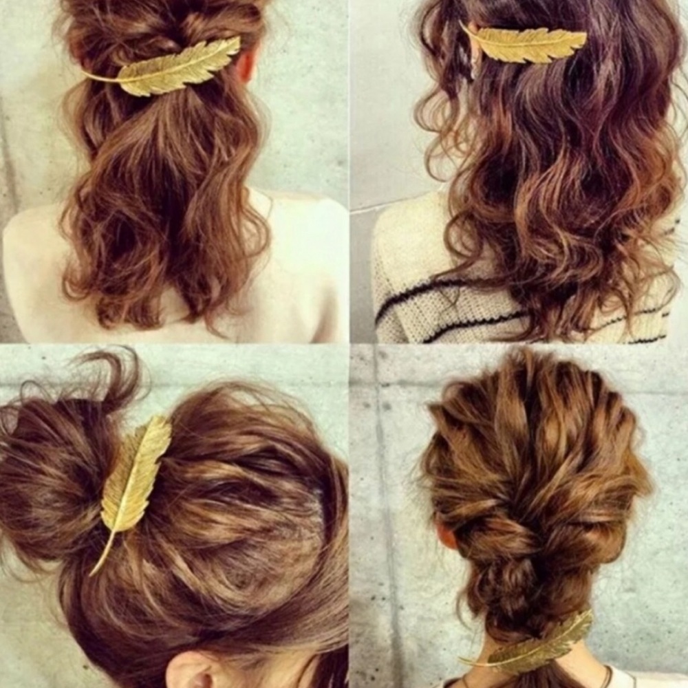 3/$30 Gold Feather Hair Clip